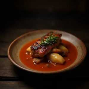 Imagen de Conejo en salmorejo, plato tradicional de los guachinches de Tenerife