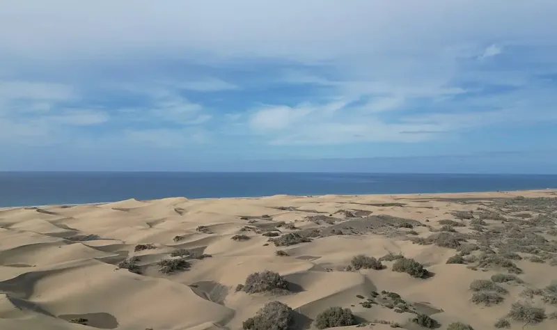 Imagen de Vista aérea de las Dunas de Maspalomas junto al mar azul